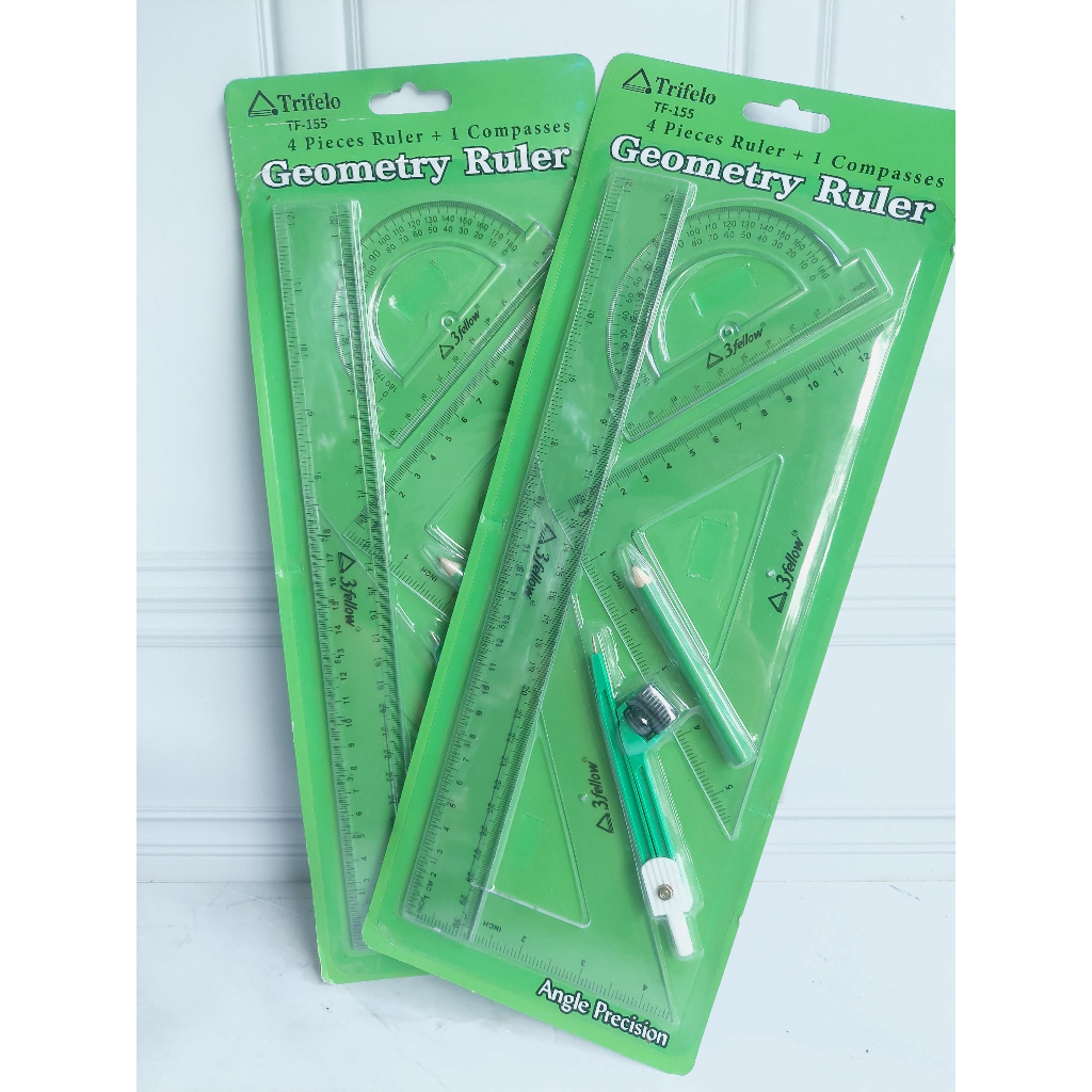 

Geometry Ruler / Penggaris Geometri TRIFELO - 4 Pcs Ruler + 1 Compasses