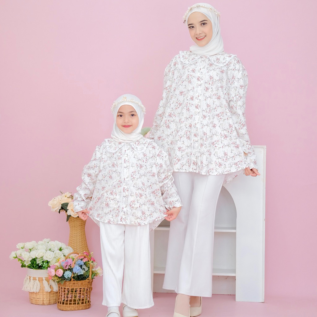 Yasmine Blouse Cotton Premium / Baju Atasan Couple Ibu dan anak / Kemeja Katun Jepang