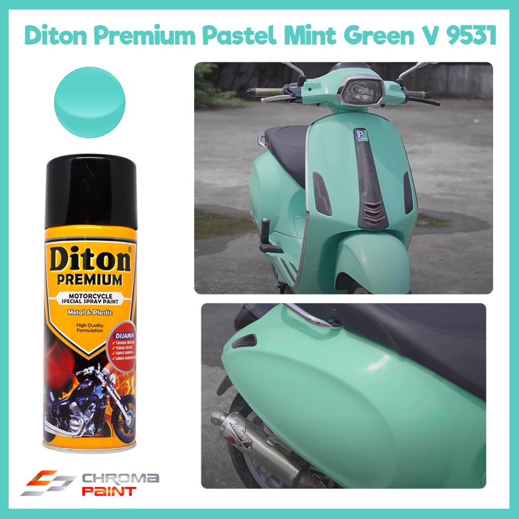 Cat Semprot Diton Premium Vespa Color Warna Hijau - Pastel Mint Green V 9531 - Cat Pilok Diton