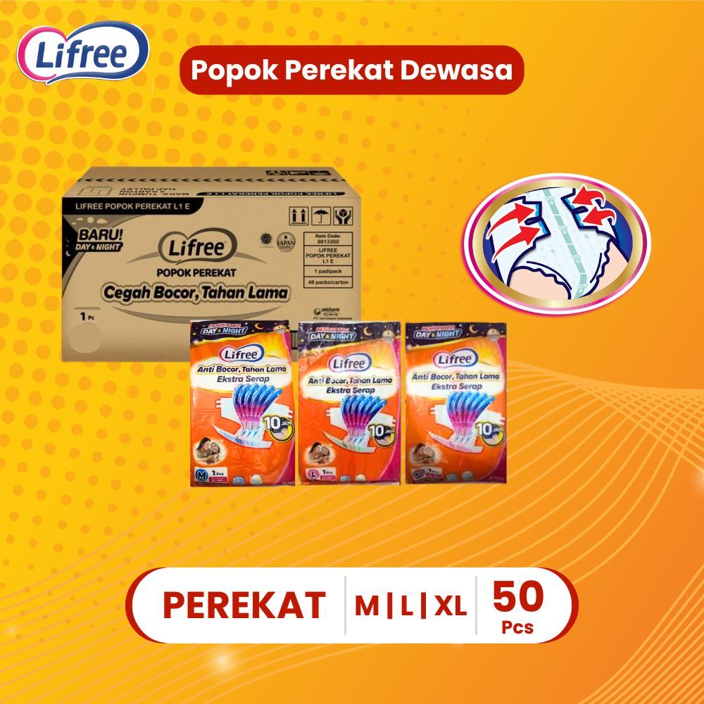 50 PCS Lifree Popok Dewasa Perekat M L XL Pamper Diaper