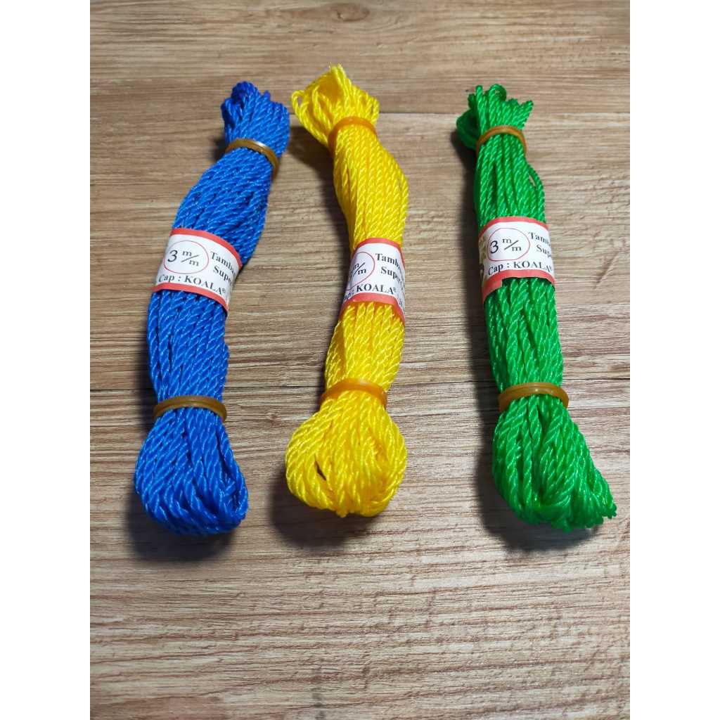 

Tali Tambang 3mm x 10 meter Tali Plastik Kepang Tali Kerekan Katrol Timba