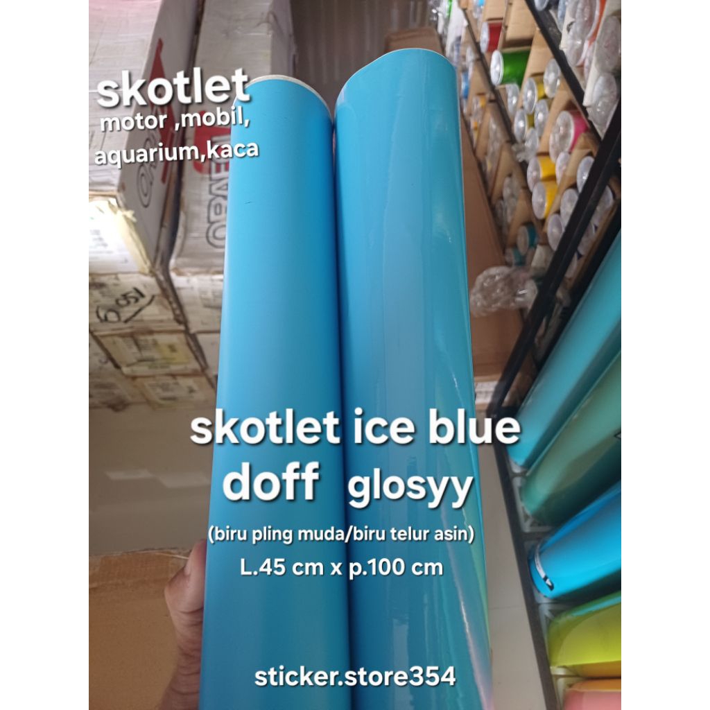 sticker skotlet biru ice blue glosy dn dop,skotlet biru telur asin/biru pling muda,skotlet motor,mob