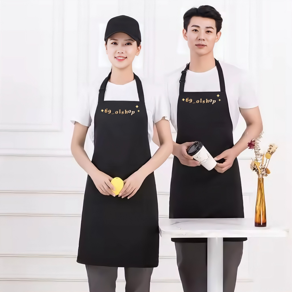Apron Waterproof Celemek Barista Korean Style Pria Wanita Apron Barista Celemek Dapur
