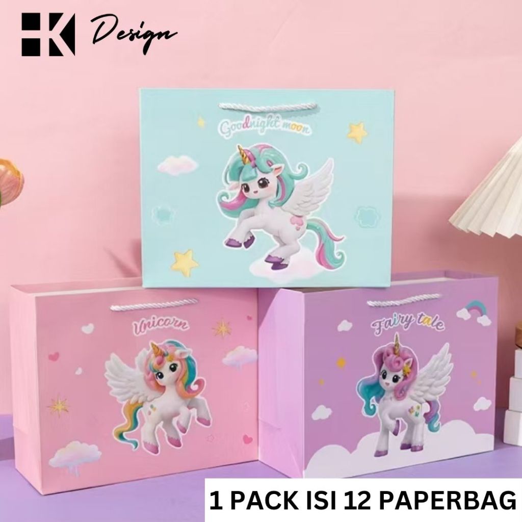 

[ 5825 12 PCS ] Paperbag kertas tutup pita motif Ukuran 25.5x20x9.5 Tas Kado motif Paperbag Motif Goodie Bag