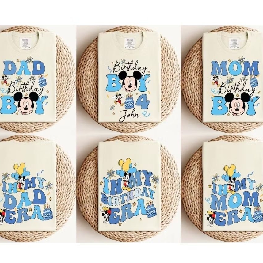 KAOS BIRTHDAY BOY MIC*KY DENGAN KEDIPAN MATANYA YANG GENIT/CUSTOM NAMA DAN ANGKA