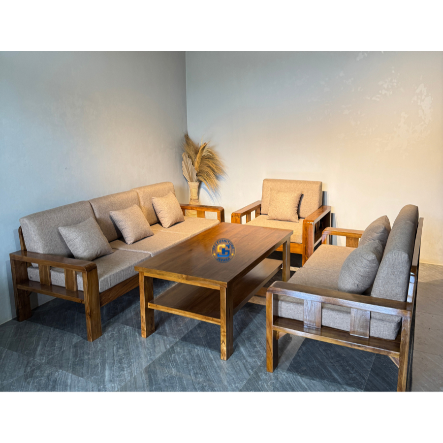 set kursi tamu sadewa finishing + busa kayu jati jepara