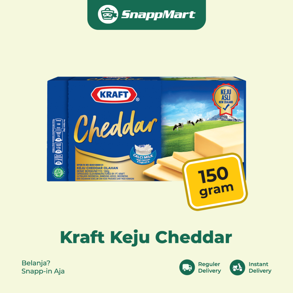 

Kraft Keju Cheddar Cheese (150 gram) - REGULER / INSTANT / SAMEDAY - Susu & Olahan
