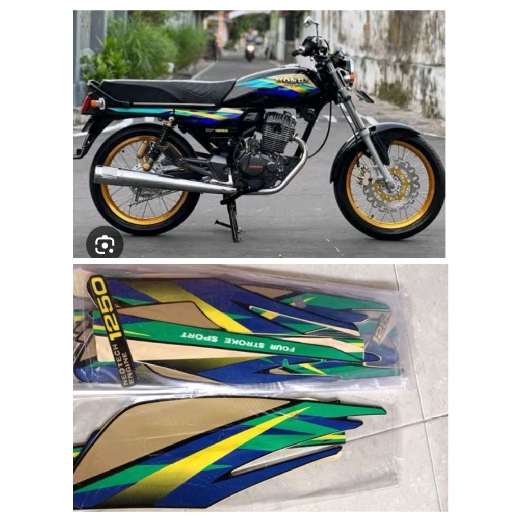 Striping stiker Honda GL Max tahun 1997 hijau ungu