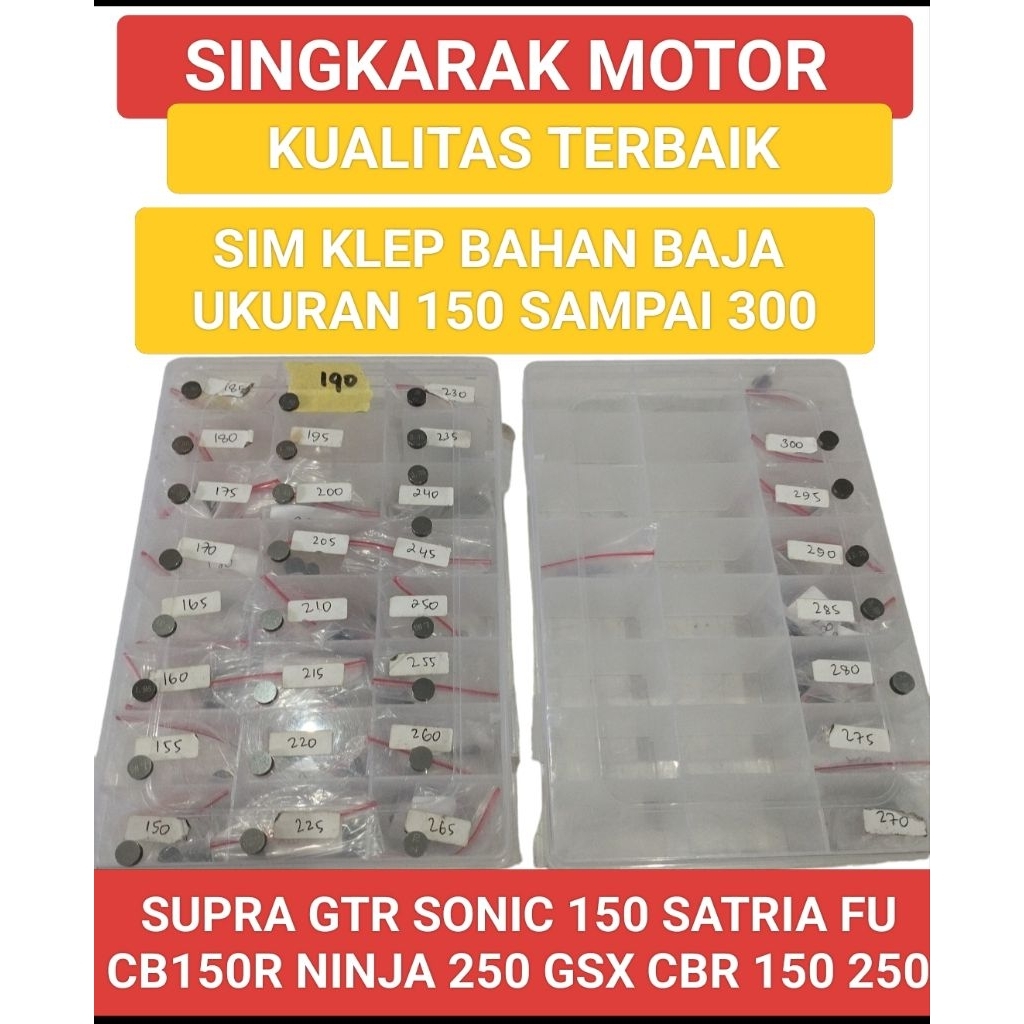SIM KLEP BAHAN BAJA UKURAN 150- 300 SUPRA GTR CB150 SONIC SATRIA FU NINJA 250