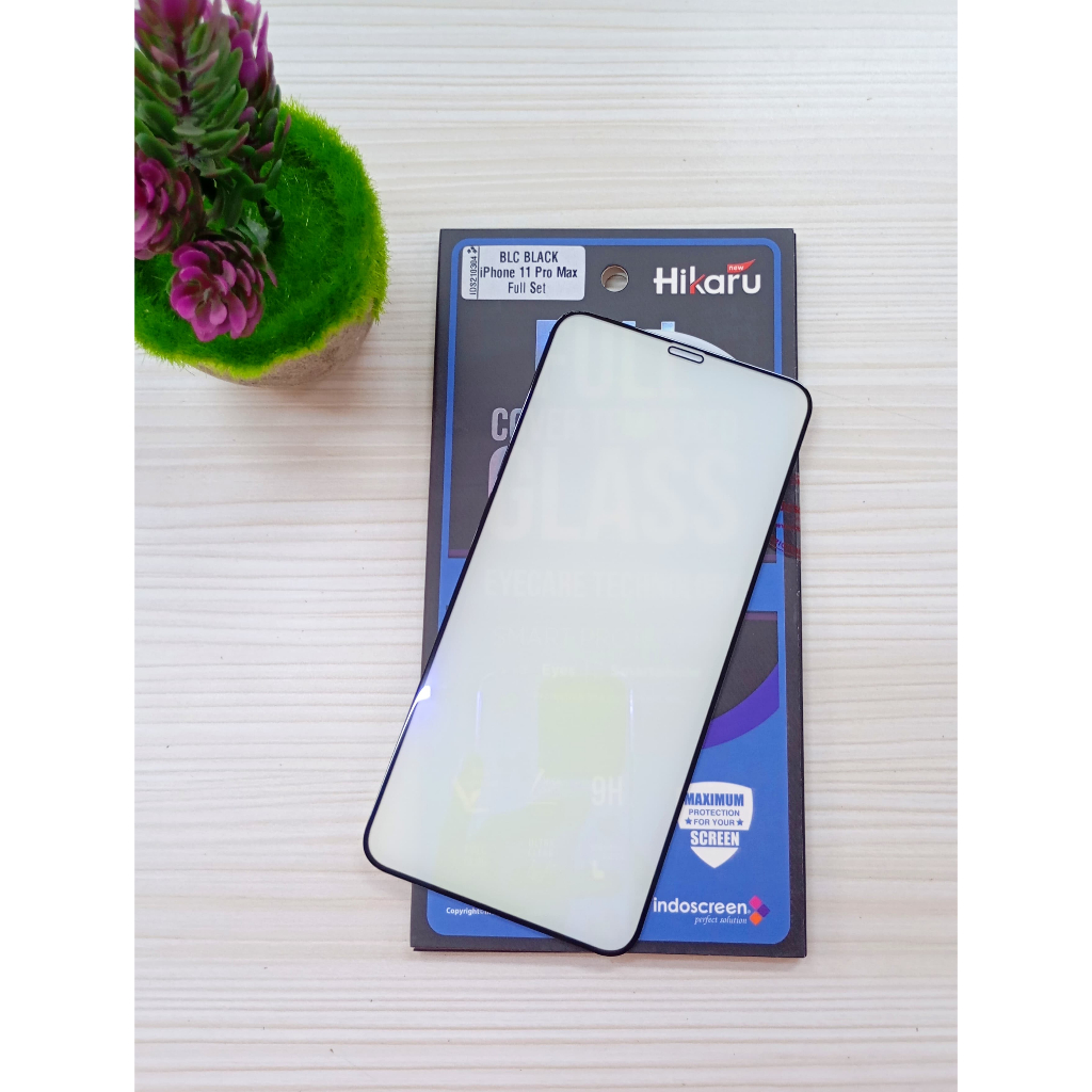 HIKARU Indoscreen Tempered Glass Antiradiasi Full Cover 9H Iphone Series Oleophobic Coating