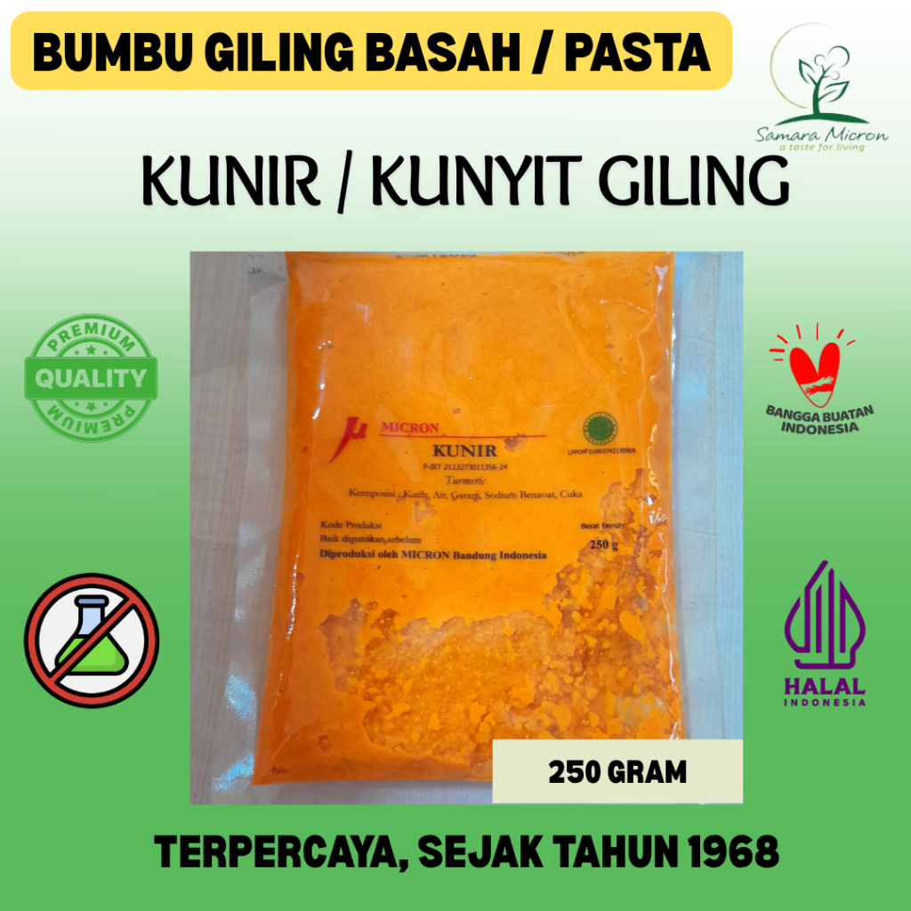 

Bumbu Dasar Samara Micron - Kunir Giling Basah / Pasta - Kunyit Giling 250 Gram