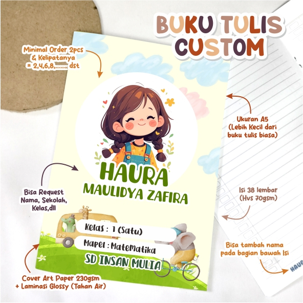 

BUKU TULIS CUSTOM/ BUKU SEKOLAH/ CUSTOM COVER & ISI