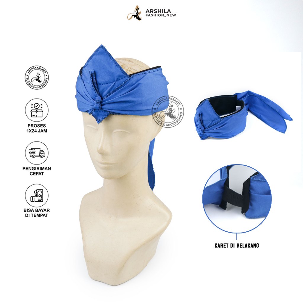 Ikat kepala tradisional batik Sunda iket sunda IKAT-SUNDA BOLONG Biru