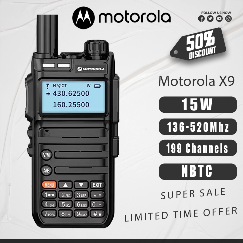 Aloevera12 K Headset Ht Motorola X9 Lkie Talkie Jarak Jauh 25Km Uhf/Vhf Kekuatan Tinggi 15W Mikrofon