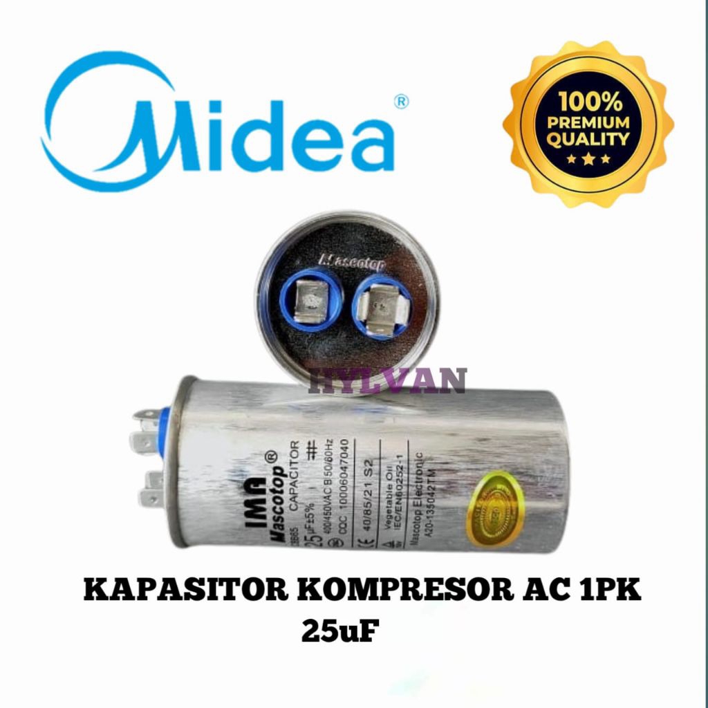 KAPASITOR KOMPRESOR AC 1PK 25uF MIDEA ORIGINAL IMA