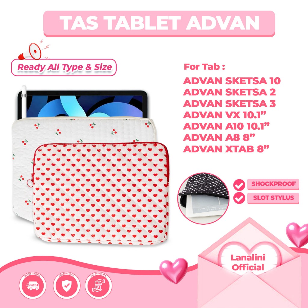 Tas Advan Tab Sketsa 3 2 1 A10 A8 Xtab VX W80 W90 W100 Tab 8001Tab 8002 Tab 8 Tab 8003 Gallilea Bela