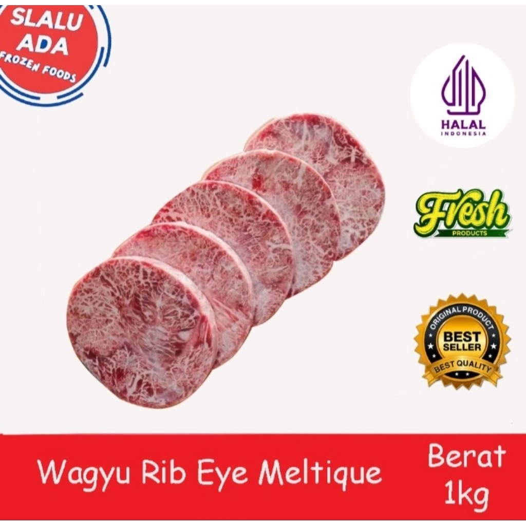 

daging sapi steak wagyu meltique riib ey cube rol 1kg isi 5pcs