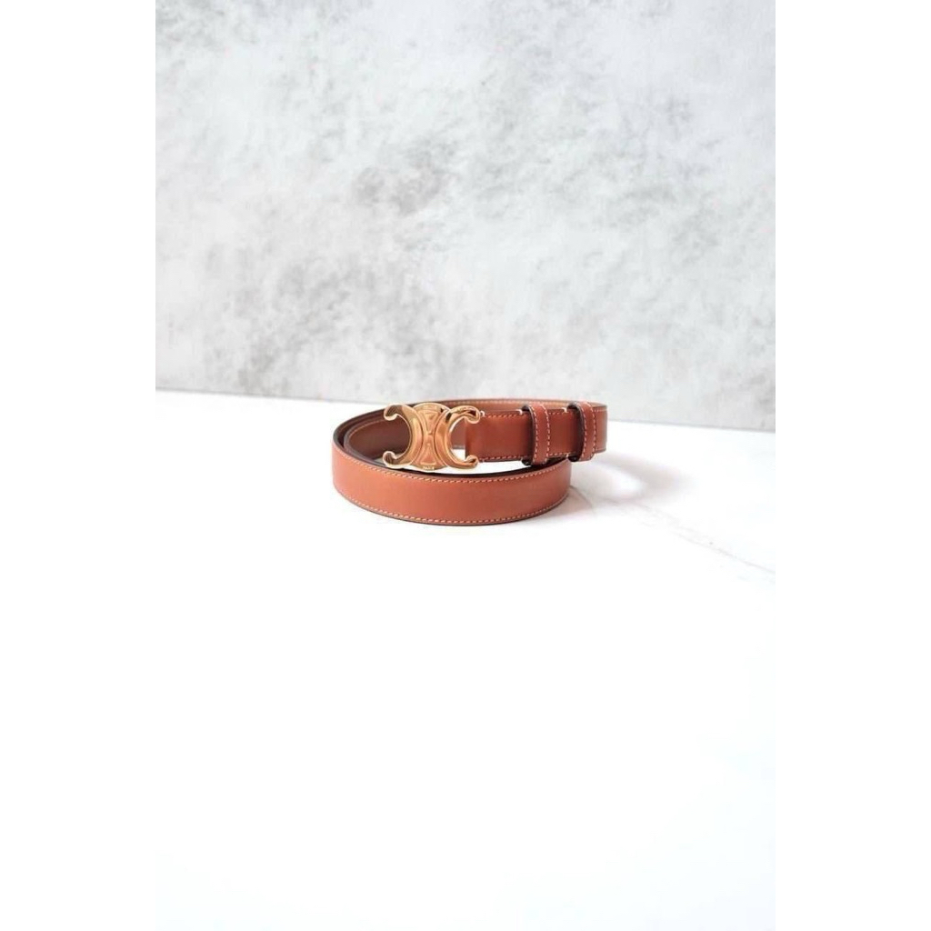 Celine triomphe belt 2.5cm / 25mm tan ghw