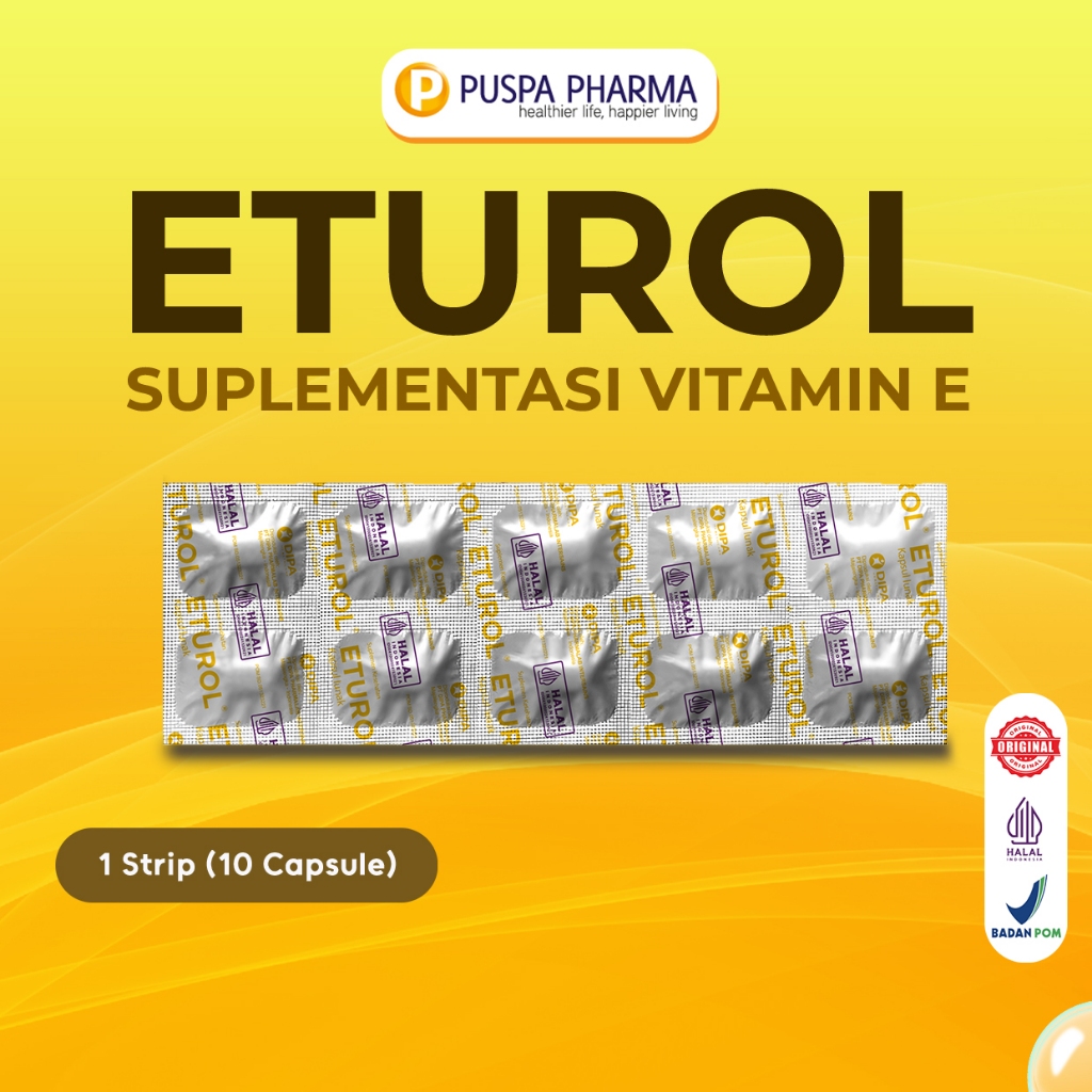 Eturol (Strip) - Vitamin E 400 IU - Untuk membantu menjaga daya tahan tubuh & kelembapan kulit