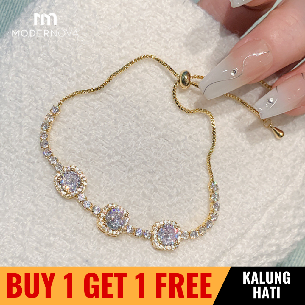 MODERNOVA - Gelang Berlian - Gelang Titanium Wanita - Gelang Wanita Titanium Anti Karat GT-512