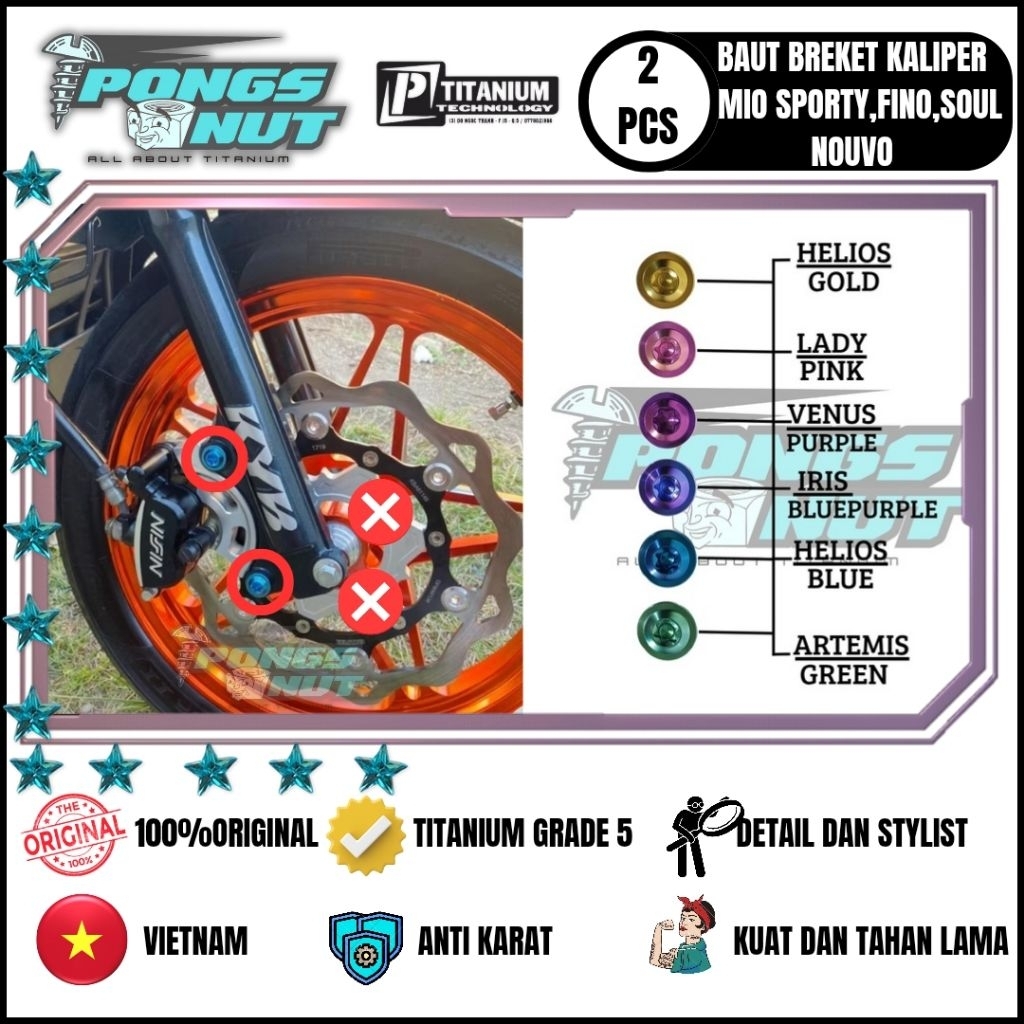 Baut Titanium Breket Kaliper Yamaha Mio,Fino,Soul,Nouvo