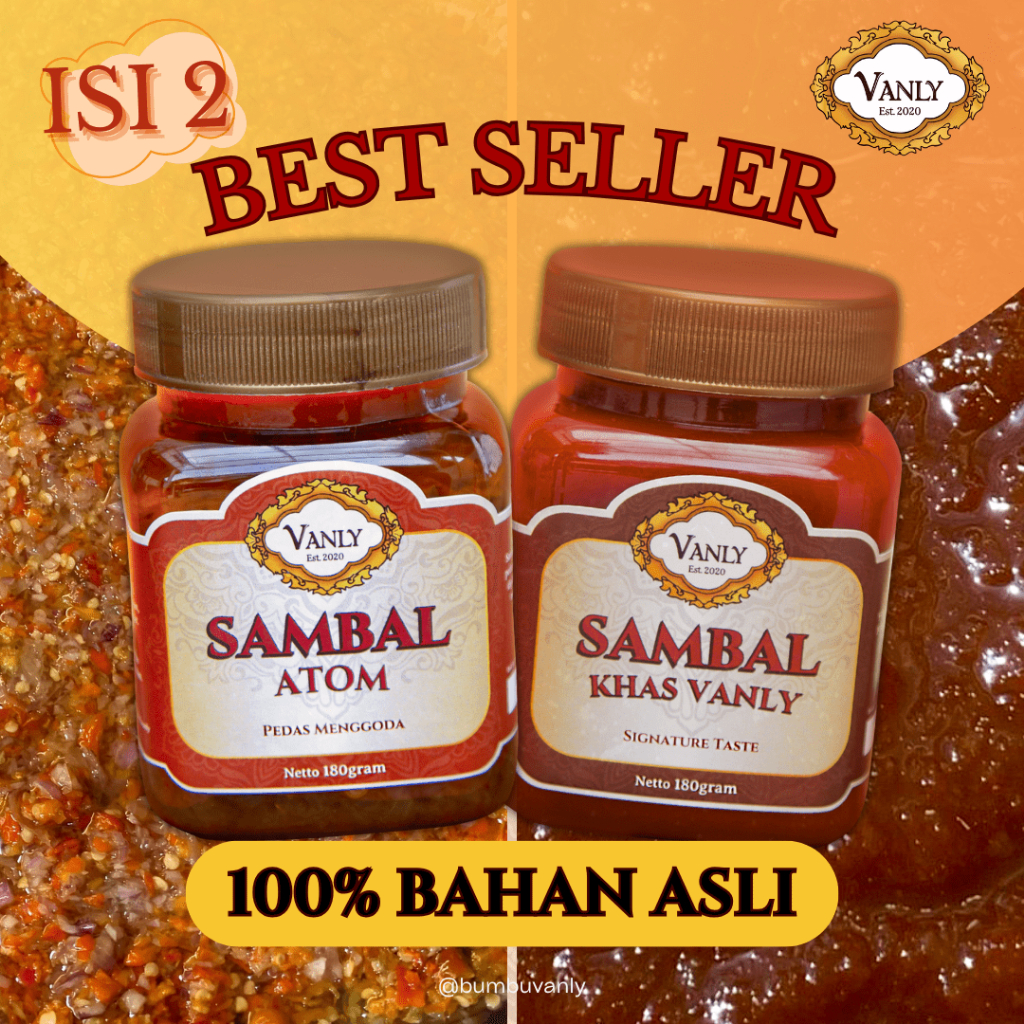 

[ BUMBU VANLY ] SAMBAL PREMIUM BESTSELLER - SAMBAL KHAS VANLY, ATOM, Pedas Gurih Rumahan, Serba guna, Praktis