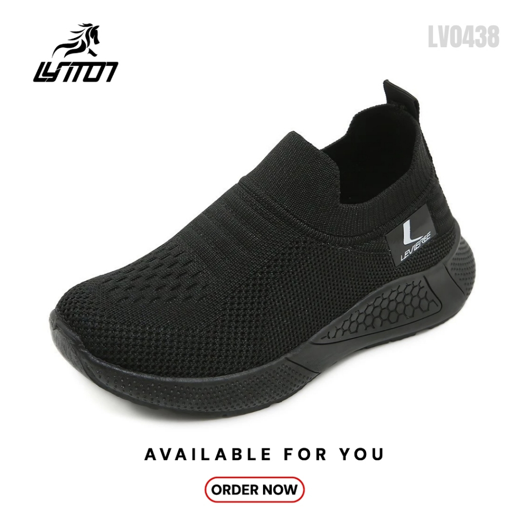 LYT Shotaro SIZE Sepatu Sneakers Slip On Anak dan Wanita Warna Hitam Tanpa Tali Model LYT Shotaro 25