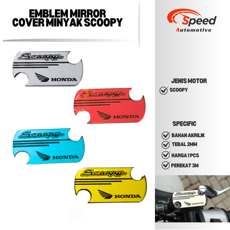 EMBLEM TUTUP MINYAK REM MOTOR SCOOPY AKRILIK MIRROR