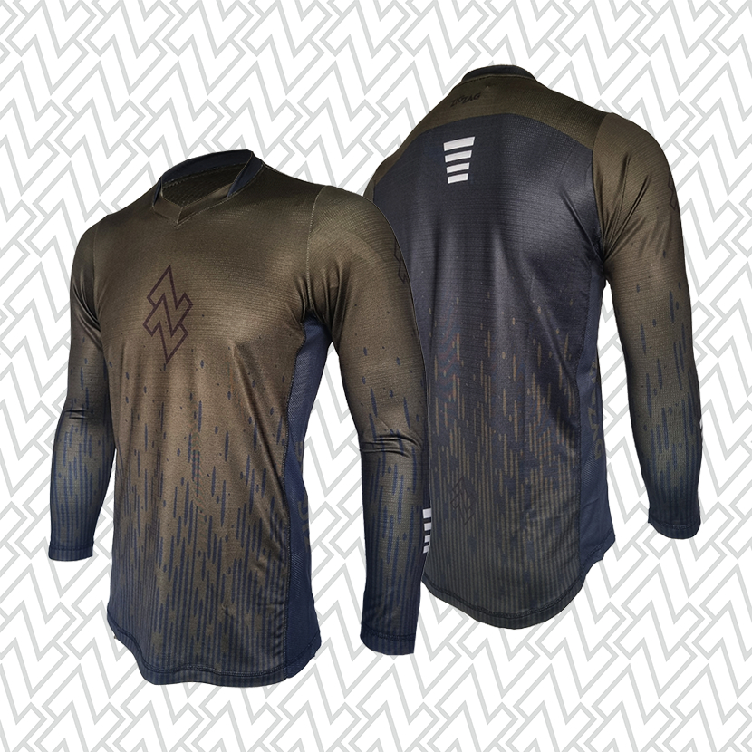 Jersey zigzag MTB Enduro Downhill Adventure Dark Army
