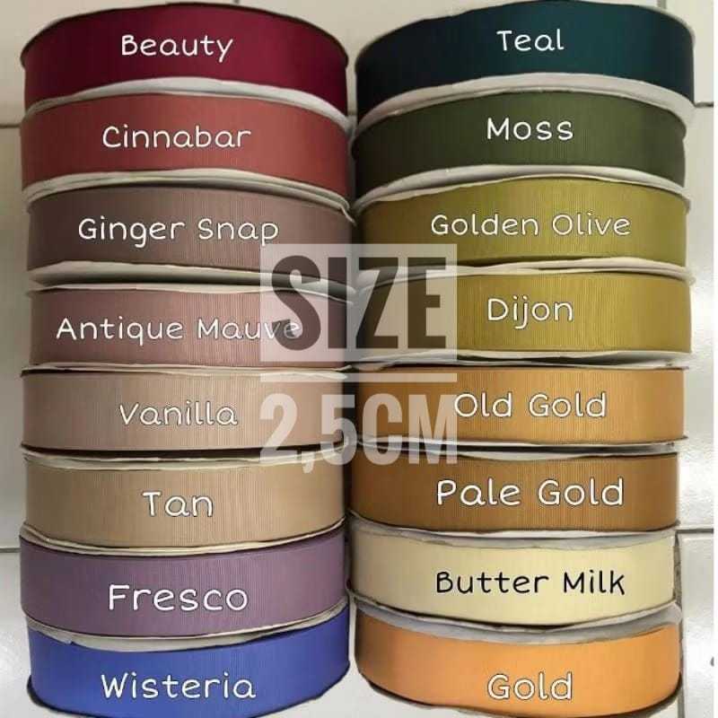 

PER ROLL (100YARD) - 2,5 CM/PITA GROSGRAIN PREMIUM/PITA POLOS KADO/PITA HAMPERS/ GGS 1 INCH