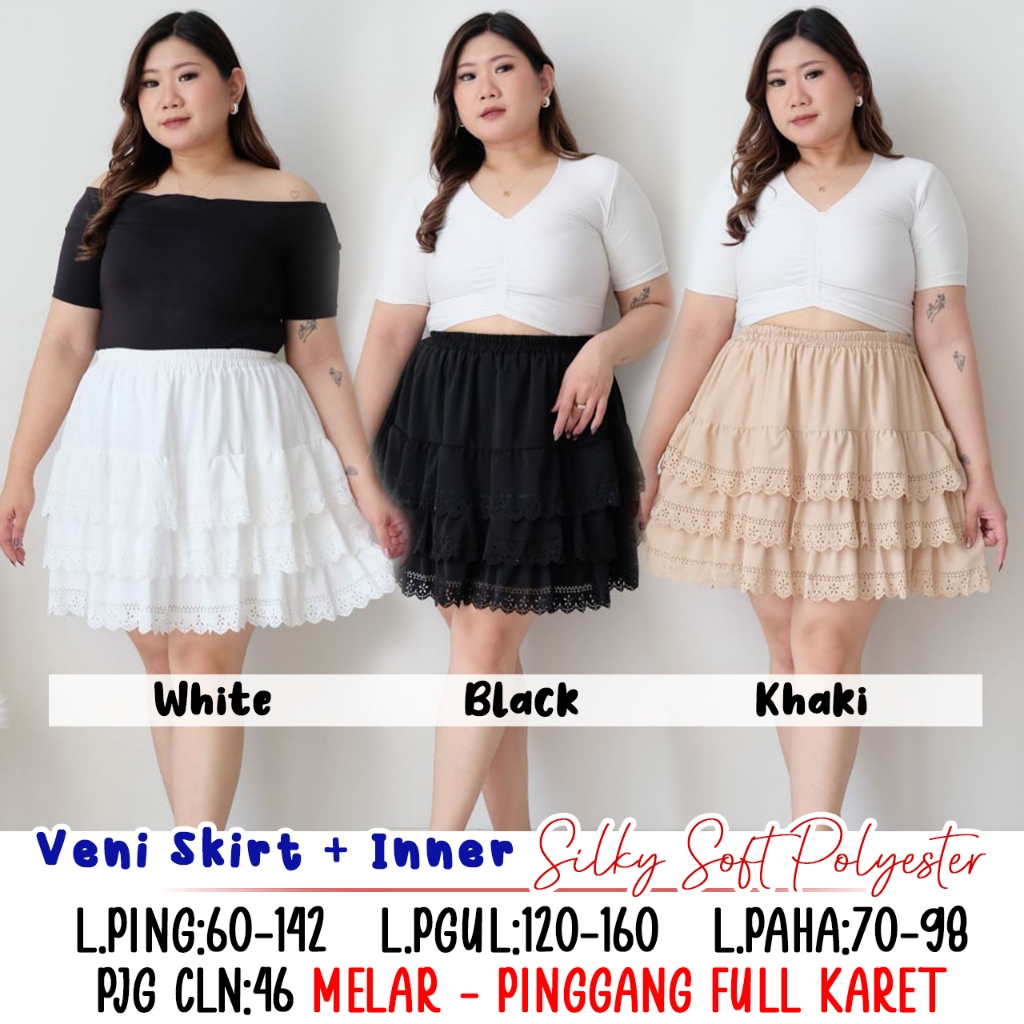 BIGSIZE JUMBO - VENI SKIRT ROK CELANA + INNER TENNIS SKIRT  WANITA FASHION BIG SIZE FULL KARET