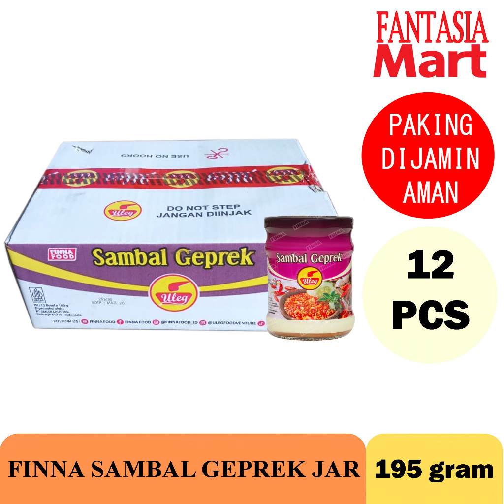 

FINNA SAMBAL ULEG GEPREK JAR DUS ISI 12 PCS FANTASIA DENGAN PAKING AMAN