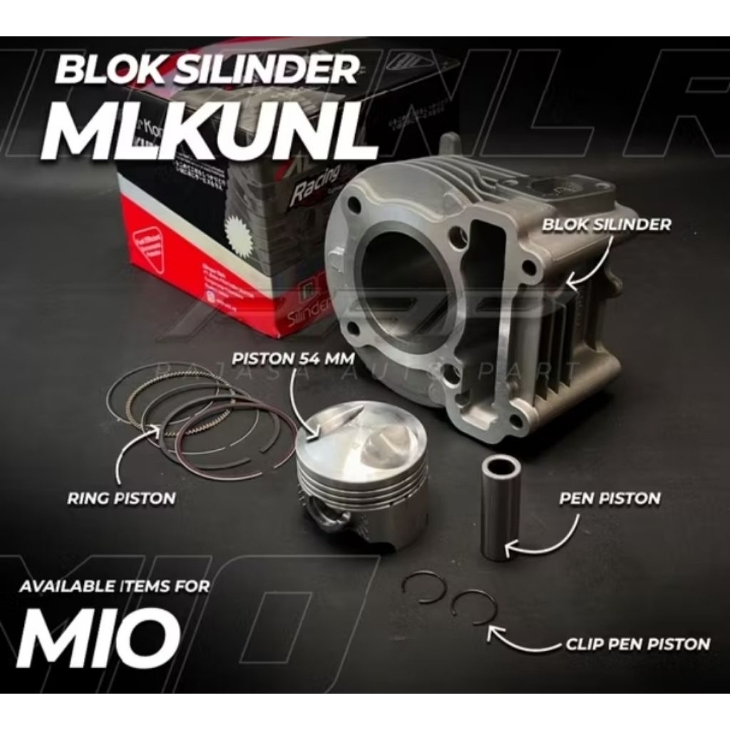 Blok Seher Mio Bore Up 54mm MLKUNL - Blok Mesin Racing Mio Sporty/J/M3/Soul GT