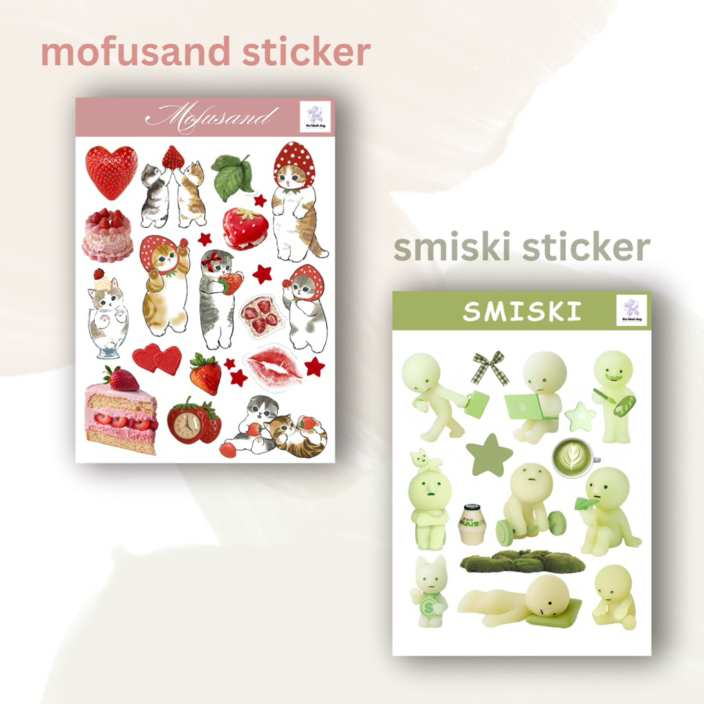 

Mofusand, Smiski Sticker Sheet A6 | Korean Aesthetic Sticker | Journaling, sticker deco