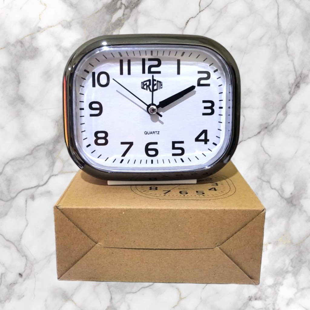 COD Jam Meja Alarm Clock Gratis BATERAI Analog G - 1619 Beker Weker PUTIH Hadiah Kado Universal Pria