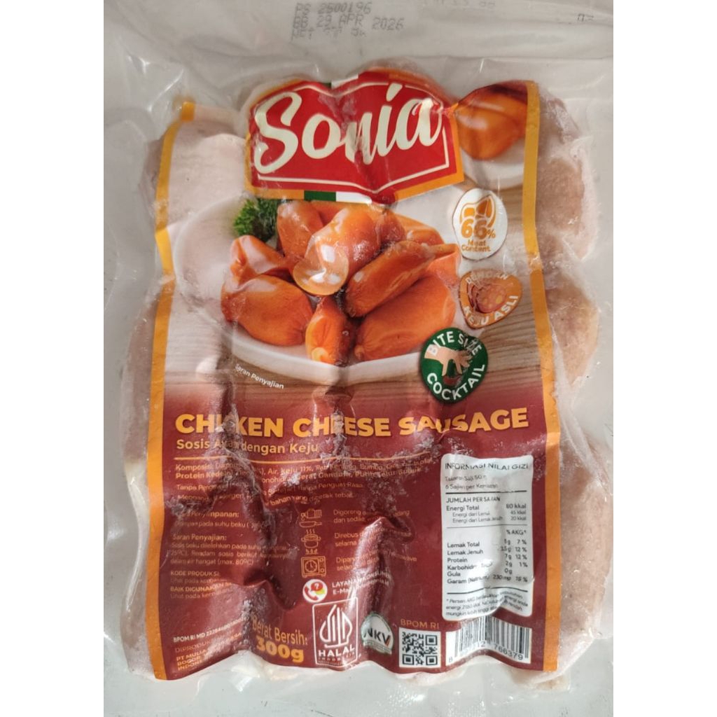 

Sonia Chicken cheese sausage, sosis ayam keju, bite size