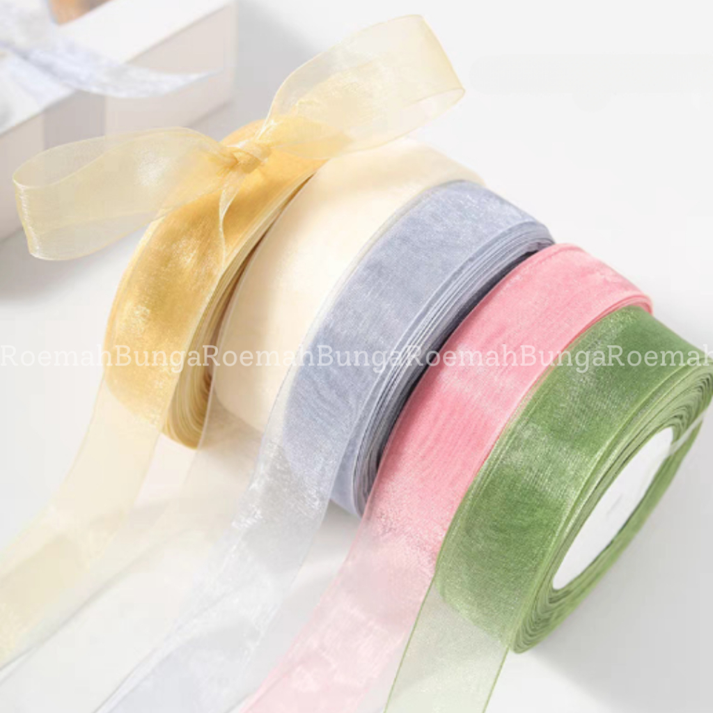 

[ ROLL 2.5CM x 50 Yard ] Pita Organdi Import Korea Organza - Buket Bunga Kado Ribbon RB019