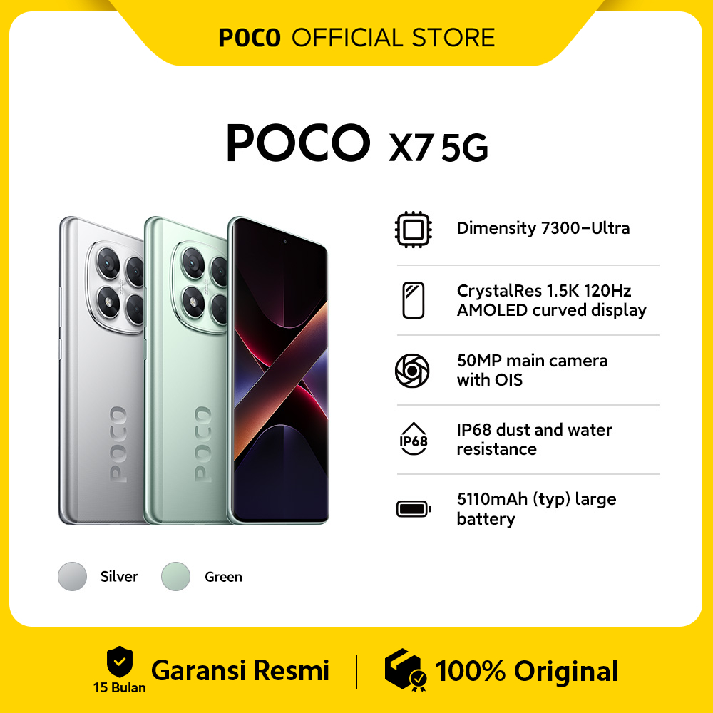 POCO X7 5G | Dimensity 7300-Ultra | CrystalRes 1.5K 120Hz AMOLED curved display | 50MP main camera w
