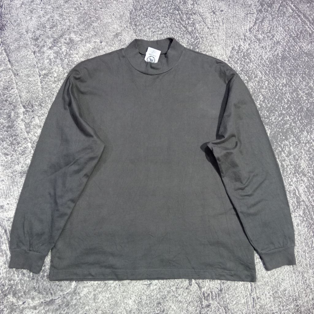 kaos lengan panjang pria wanita GU abu basic polos murah size L