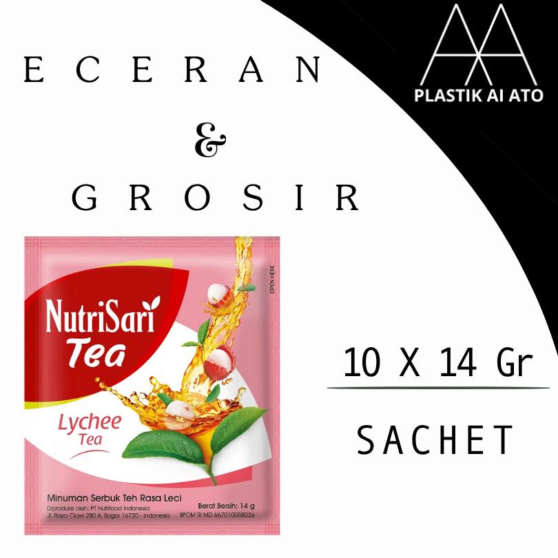 

Nutrisari Renceng Lychee Tea - 10 Sachets Per Pack minuman serbuk untuk warung dan seblak