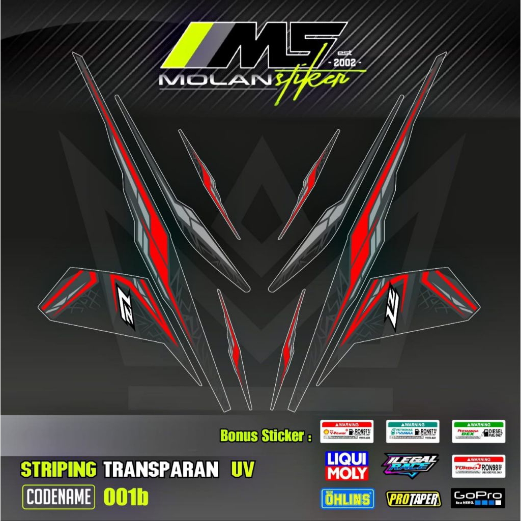 Decal Sticker Striping Variasi Transparan Uv Vega RR 115 2013-2016 Spark 115 i Sight 115 Spark Nano 