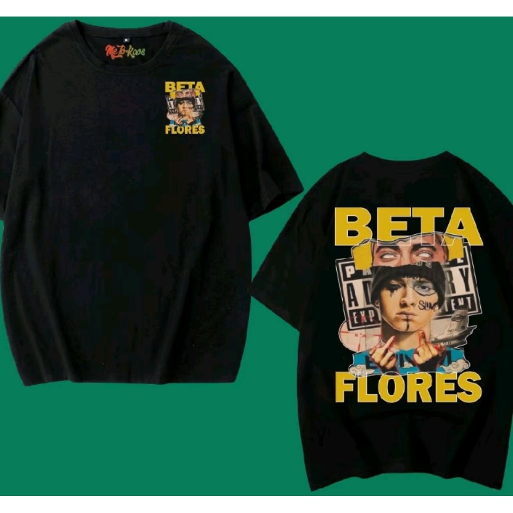KAOS HITAM KEREN  BETA FLORES- Baju Pria keren Bahan Adem & Nyaman