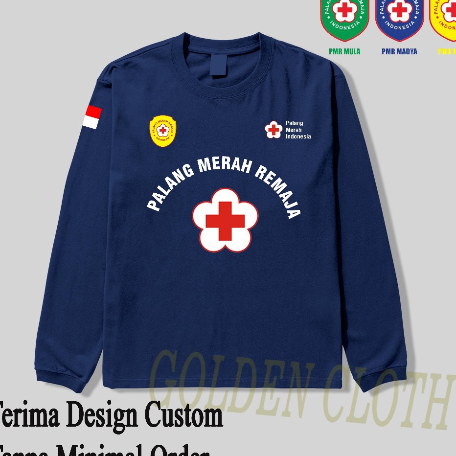 Trend Kaos PMR Palang Merah Remaja Logo PMI Custom Logo Baju PMR Lengan Panjang
