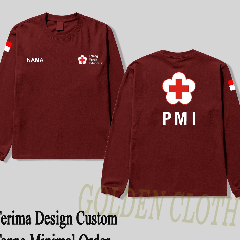 Baju Kaos PMI PMR Baru Custom Nama Lengan Panjang Baju Distro Pria Wanita