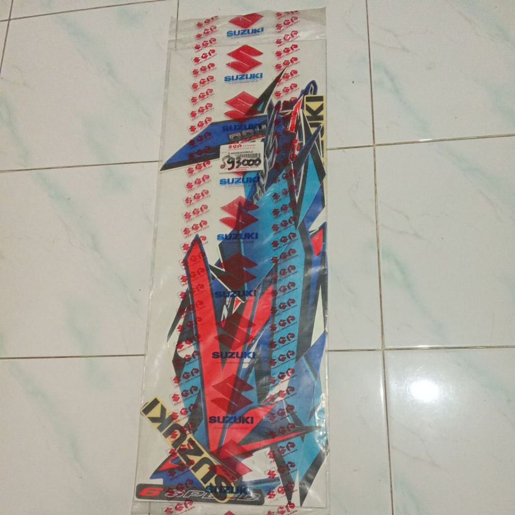 striping stiker satria Fu ckd 2007 biru putih original sgp new