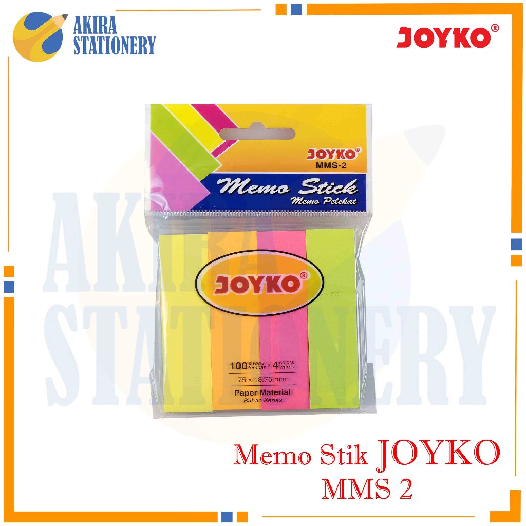 

Sticky Note JOYKO MMS 2 [ 4 warna ] Kertas Memo Tempel MMS-2 / Memo Stick 3 in PAK ( 400 Lbr )
