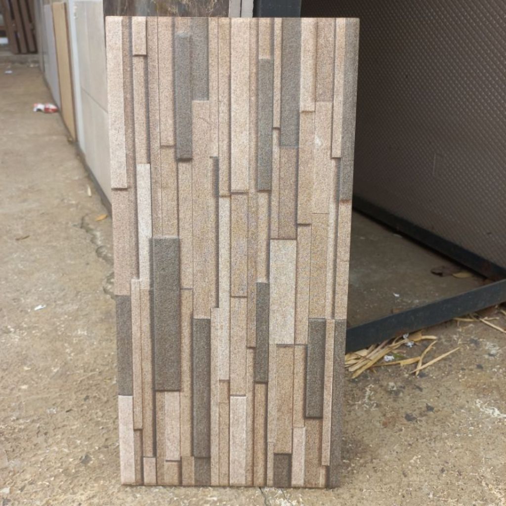 keramik dinding 20x40 batu alam timbul kasar ginza brown