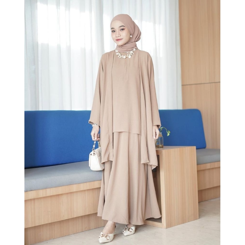 Set Atasan Dan Rok Wanita Viandra Bahan Cey Airflow Crinkle