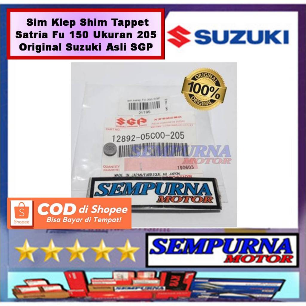 Sim Klep Kelep Shim Tappet Satria Fu 150 Ukuran 205 Original SGP Made In Japan 12892-05C00-205