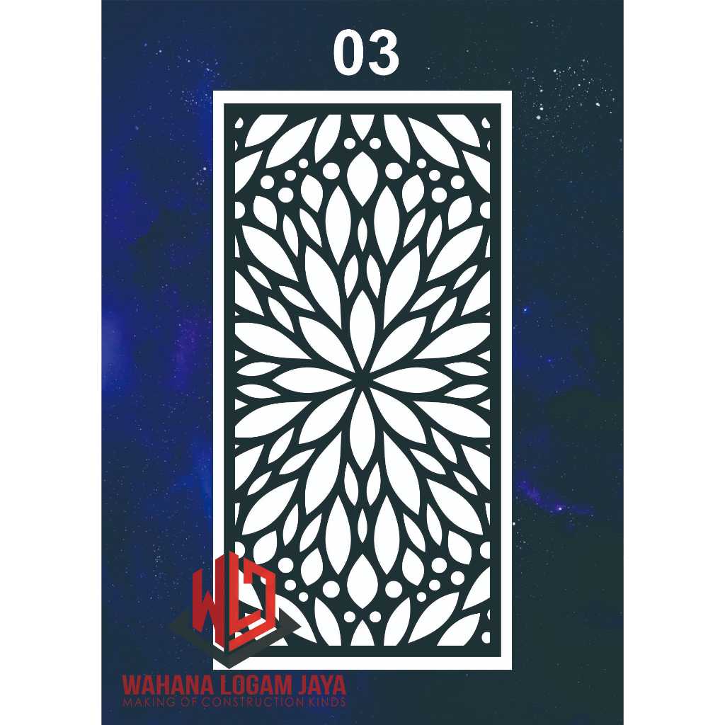 Penyekat Ruangan Motif  Bunga - Laser CNC Router - Cutting Krawangan Plat 1MM Pagar Besi Minimalis